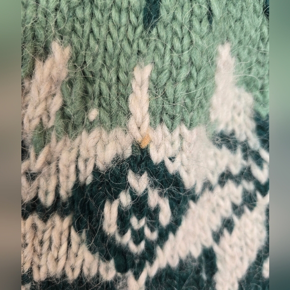 Handmade Hand Knit Pure Wool Icelandic Nordic Crewneck Pullover Sweater Size M/L - Picture 5 of 5